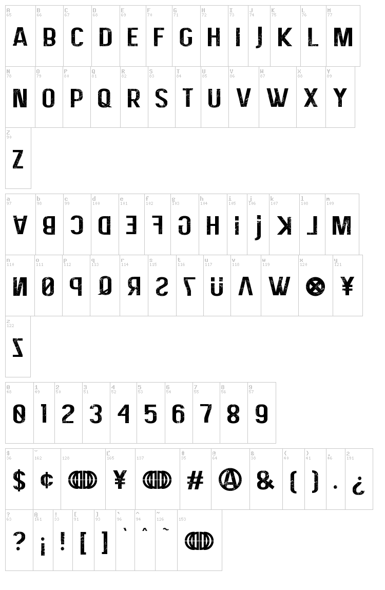 Elite Hacker Corroded font map